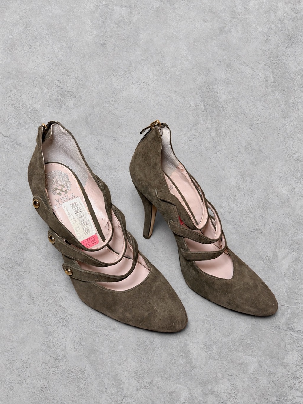 Vince Camuto Olive Green Suede Strappy Heels